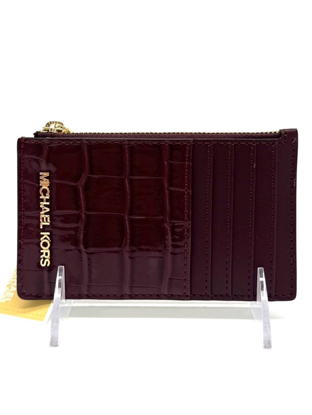 Michael Kors Medium Logo Card Case Wallet Ox Blood Multi